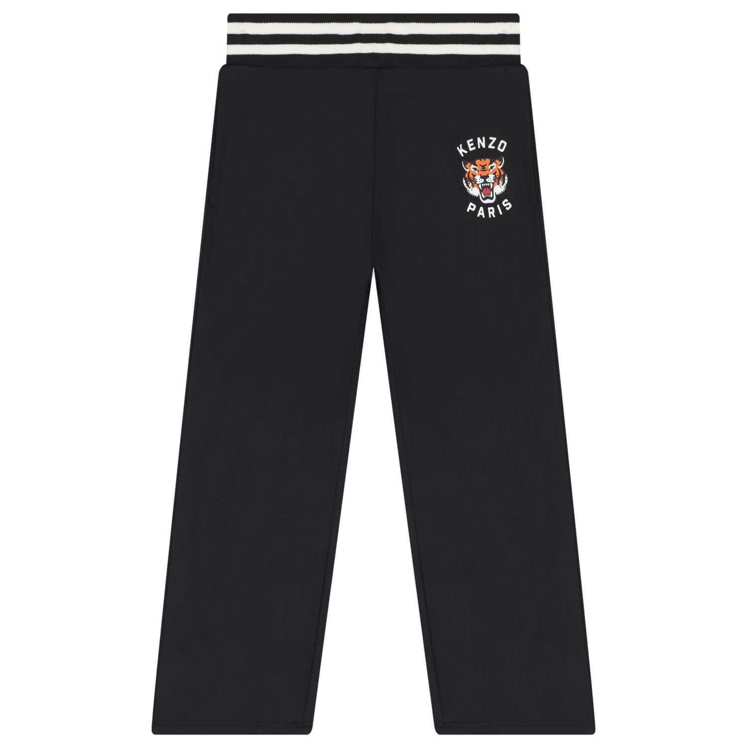 Boys Black Tiger Logo Trousers, 1, hi-res