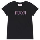 Girls Black Logo T-Shirt, 1, hi-res