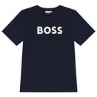 Boys Navy Blue Logo T-Shirt, 3, hi-res