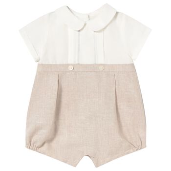 Baby Boys Ivory & Beige Romper