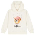 Girls Ivory Teddy Bear Logo Hooded Top, 1, hi-res