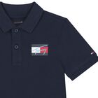 Boys Navy Blue Logo Polo Shirt, 1, hi-res