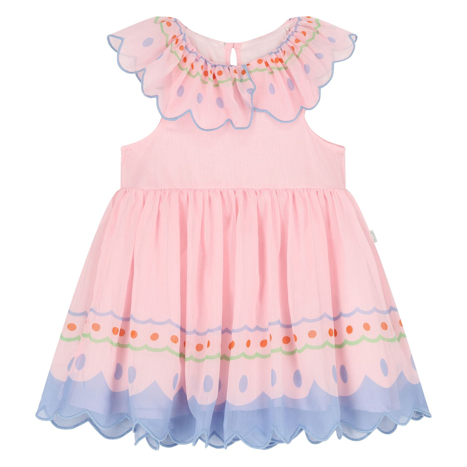 Younger Girls Pink Chiffon Dress, 1, hi-res