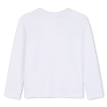 Girls White Logo Long Sleeve Top