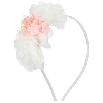 Girls White Chiffon Flower Headband