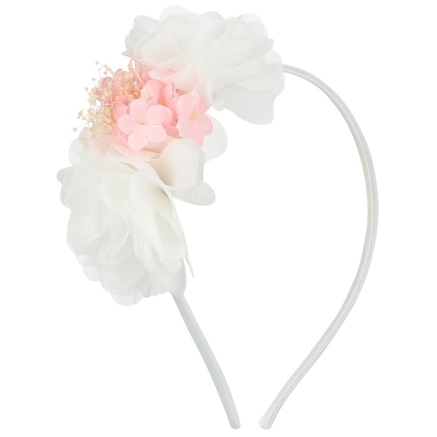 Girls White Chiffon Flower Headband, 1, hi-res image number null