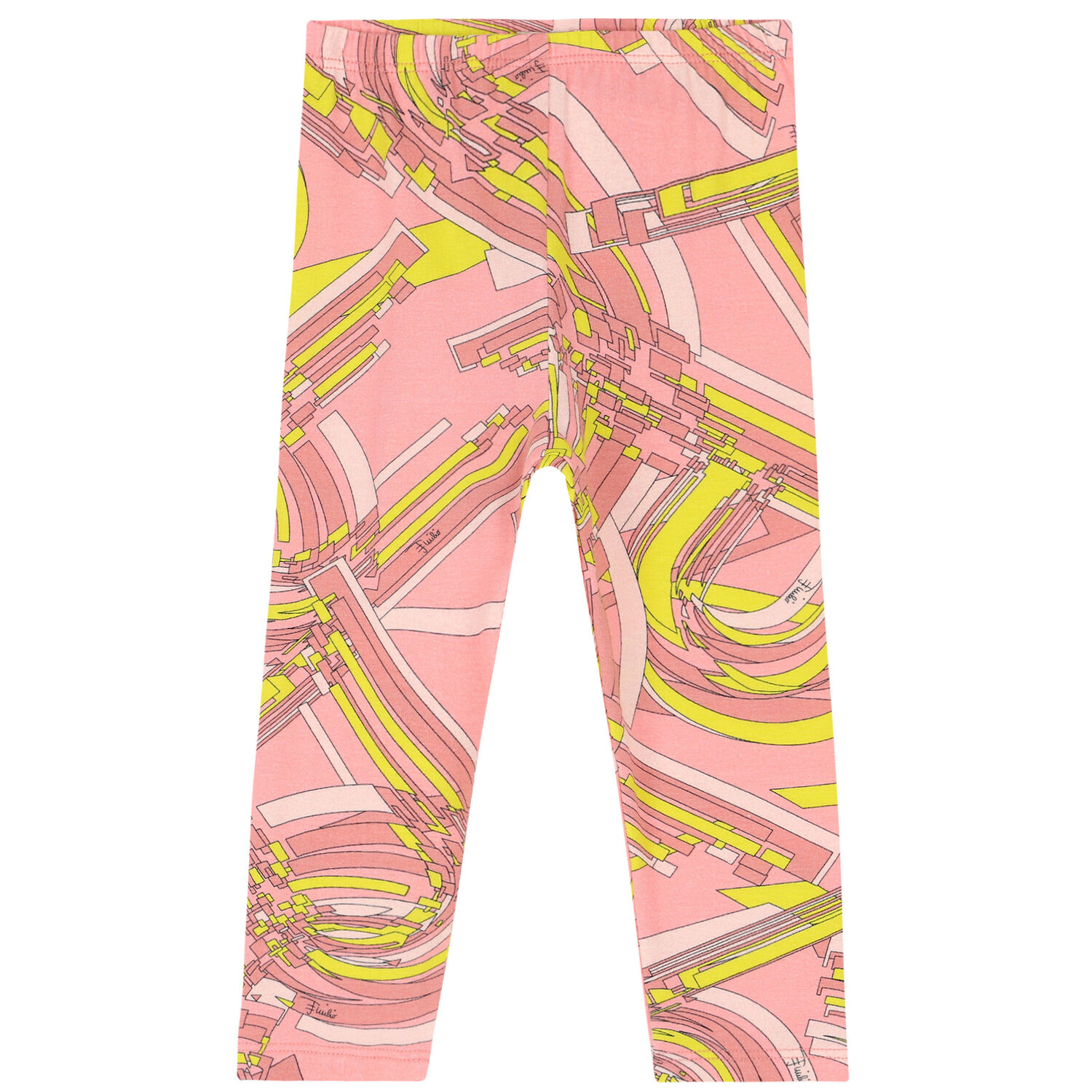 Younger Girls Pink & Yellow Printed Leggings, 1, hi-res