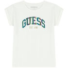Girls Ivory Iridescent Logo T-Shirt, 1, hi-res