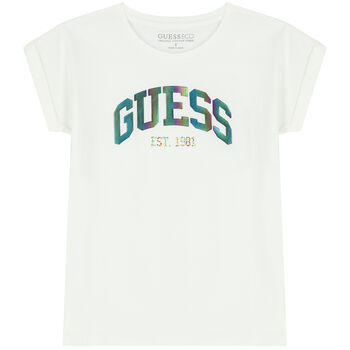 Girls Ivory Iridescent Logo T-Shirt