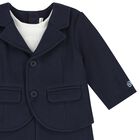 Baby Boys Navy Blue Romper Suit, 1, hi-res