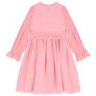 Girls Pink Floral Chiffon Dress, 1, hi-res