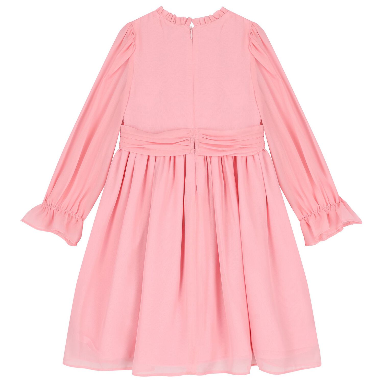 Girls Pink Floral Chiffon Dress, 1, hi-res