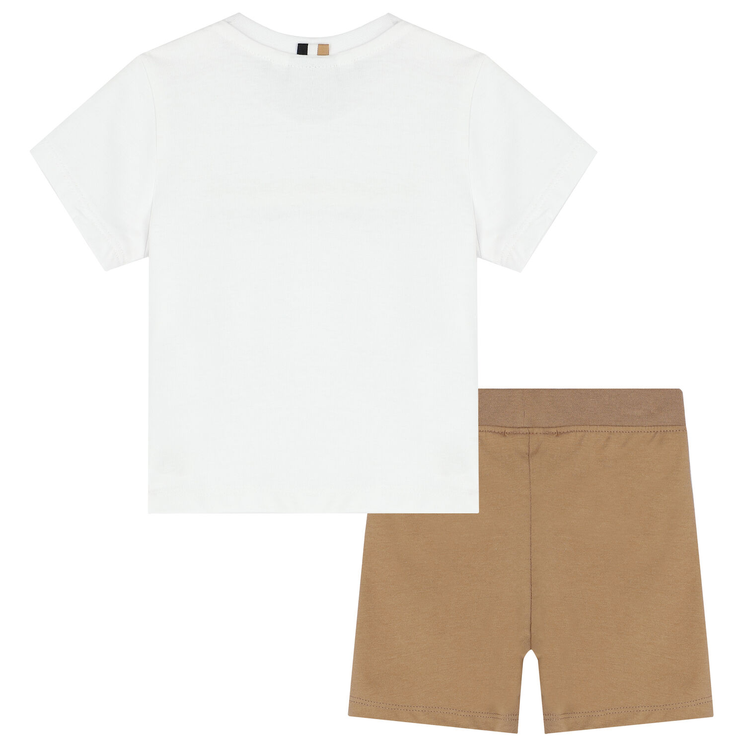 Younger Boys White & Beige Shorts Set, 2, hi-res