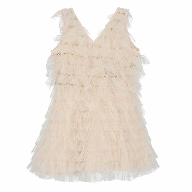 Girls Cream Tulle Dress, 1, hi-res image number null