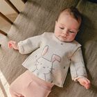 Baby Girls Grey & Pink Bunny 2 Piece Babygrow, 1, hi-res