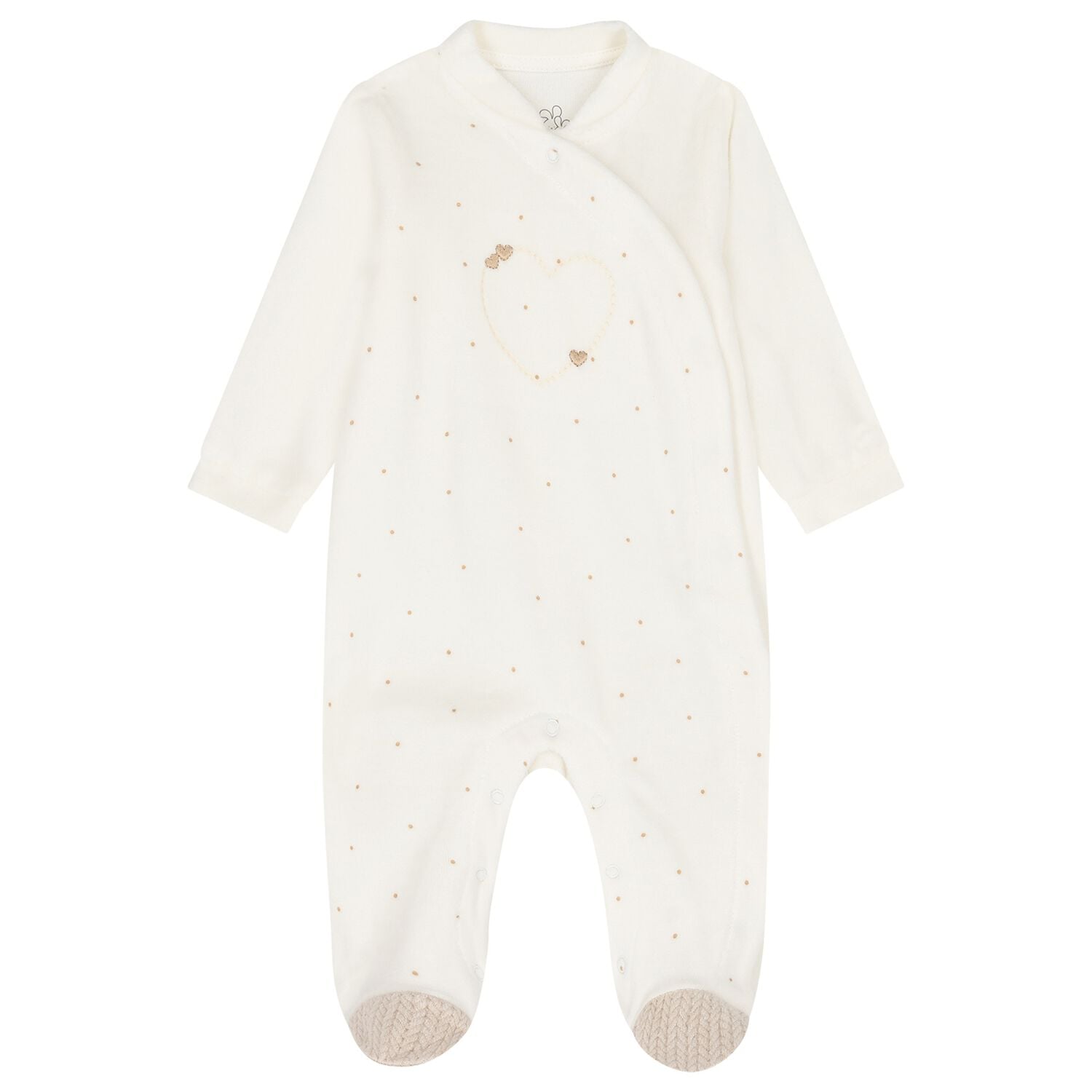 Baby Girls Ivory Heart Babygrow, 1, hi-res