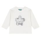 Younger Girls Ivory Logo Long Sleeve Top, 1, hi-res
