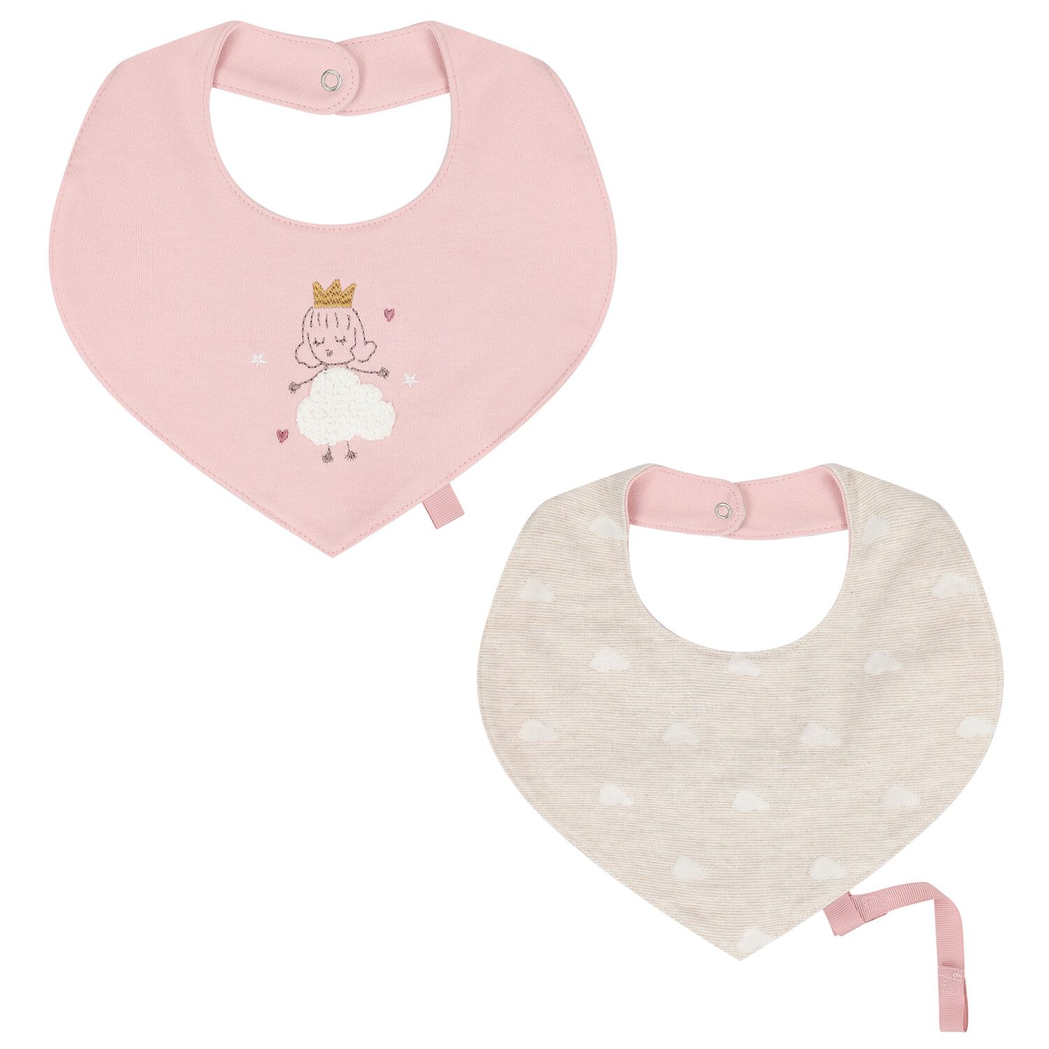 Baby Girls Pink & Beige Waterproof Bib Set ( 2-Pack ), 1, hi-res