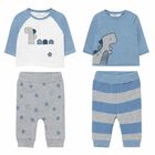 Baby Boys Blue, Ivory & Grey Trousers Sets ( 2-Pack ), 1, hi-res