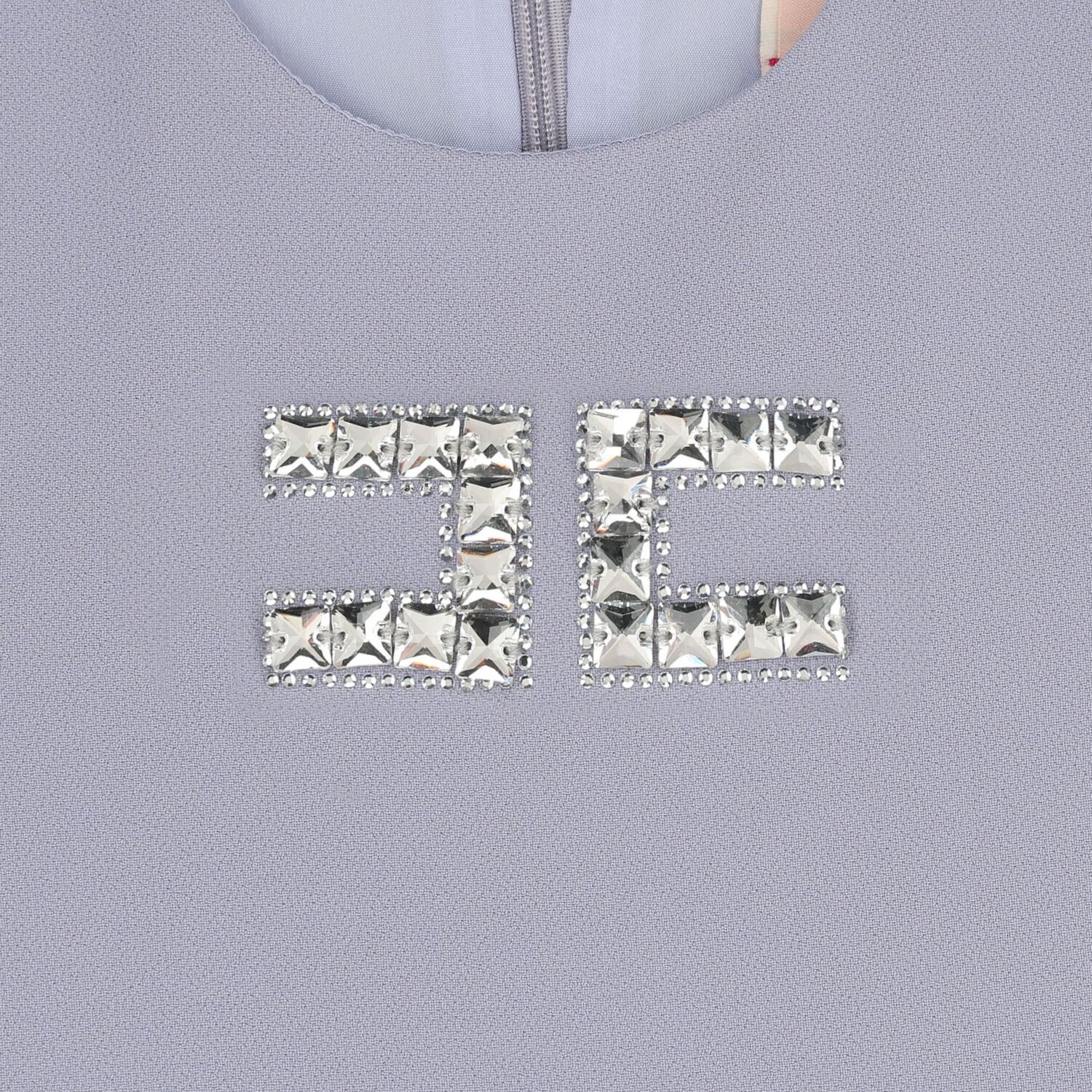 Girls Purple Diamante Logo Pleated Dress, 3, hi-res