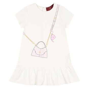 Younger Ivory & Pink Bag Logo Dress