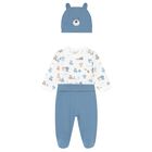 Baby Boys White & Blue Bodysuit Set, 1, hi-res
