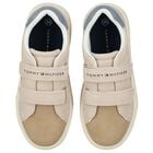 Boys Beige Logo Trainers, 1, hi-res