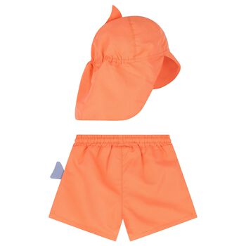 Younger Boys Orange Shark Swim Shorts Set