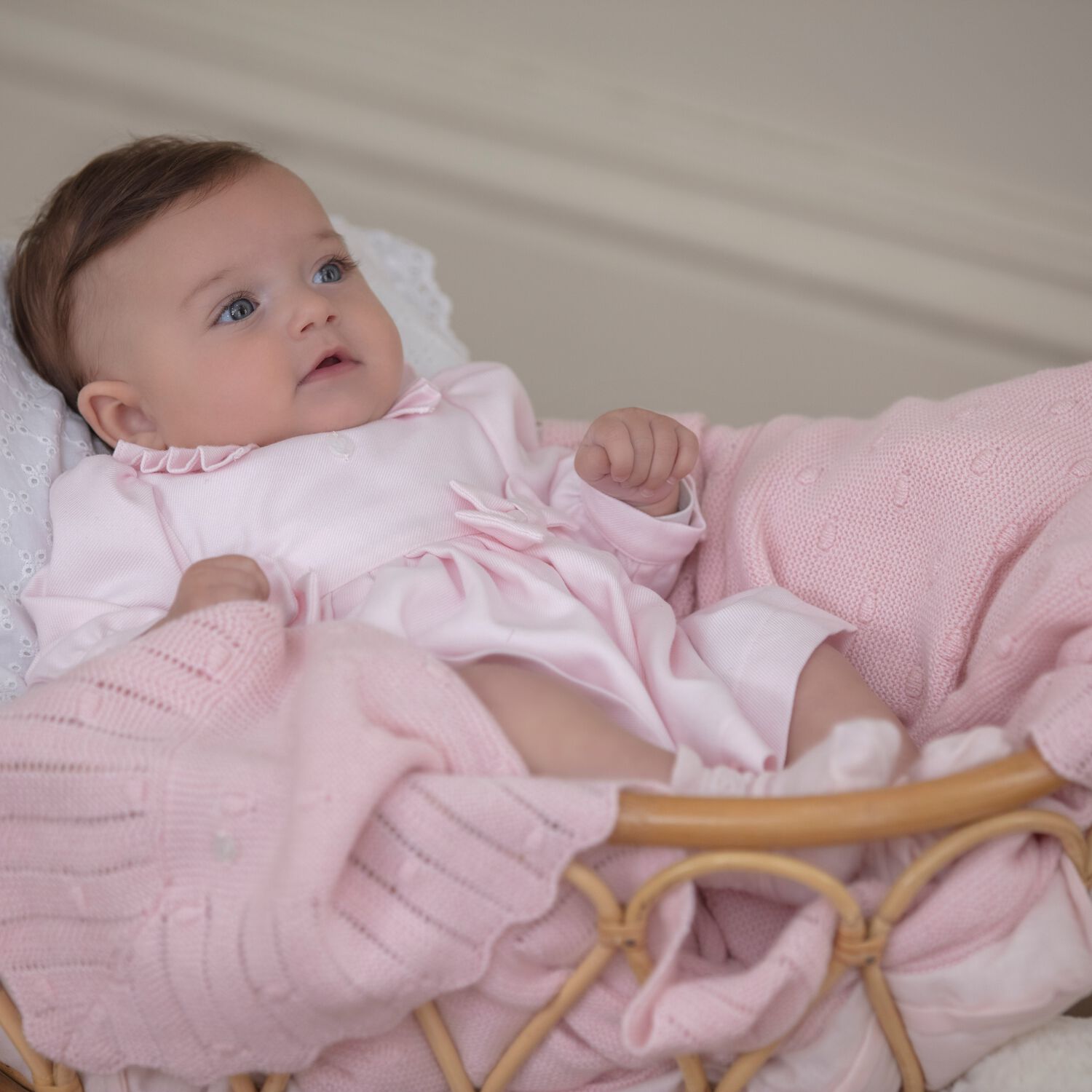 Baby Girls Pink Ruffled Dress, 1, hi-res
