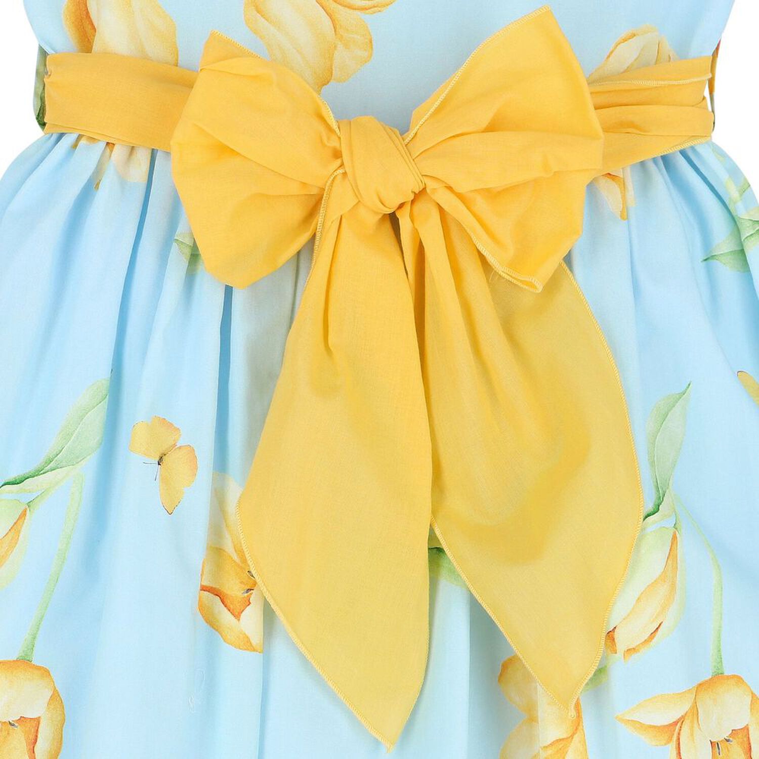 Girls Blue & Yellow Bow Dress, 1, hi-res