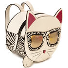 Girls White Choupette Backpack, 1, hi-res