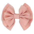 Girls Pink Tulle Bow Hair Clip, 1, hi-res