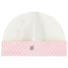 Baby Girls Pink & Ivory Logo Hat, 3, hi-res