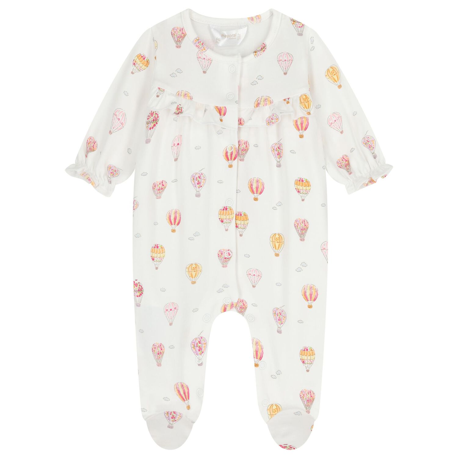 Baby Girls White & Yellow Hot Air Balloon Babygrow ( 2-Pack ), 1, hi-res