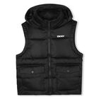 Black Logo Puffer Jacket, 1, hi-res