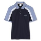 Boys Navy Blue Logo Polo Shirt, 1, hi-res
