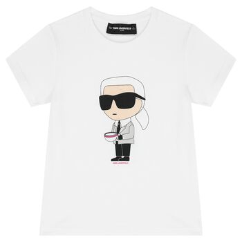 Girls White Ikonik Logo T-Shirt