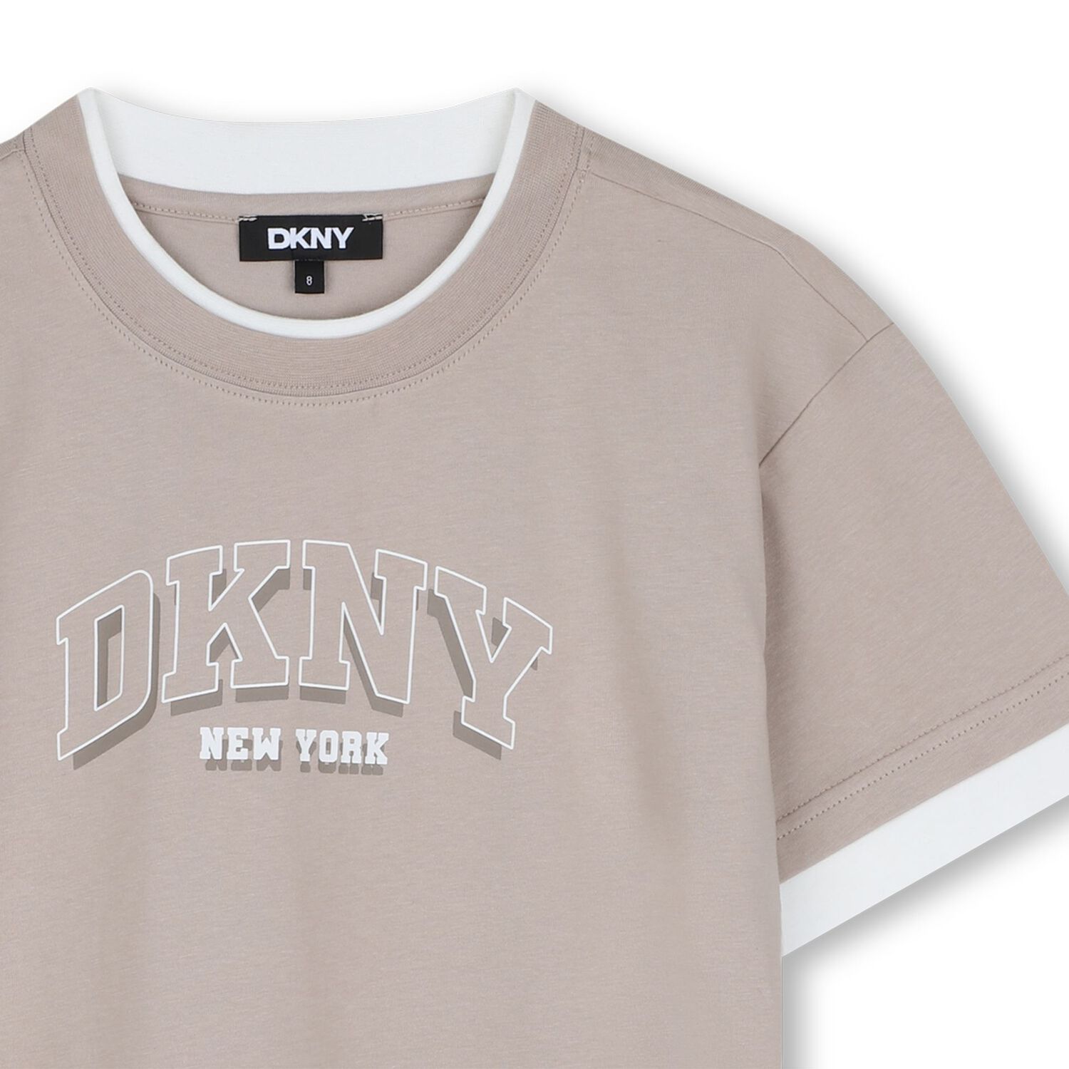 Boys Beige & White Logo T-Shirt, 1, hi-res