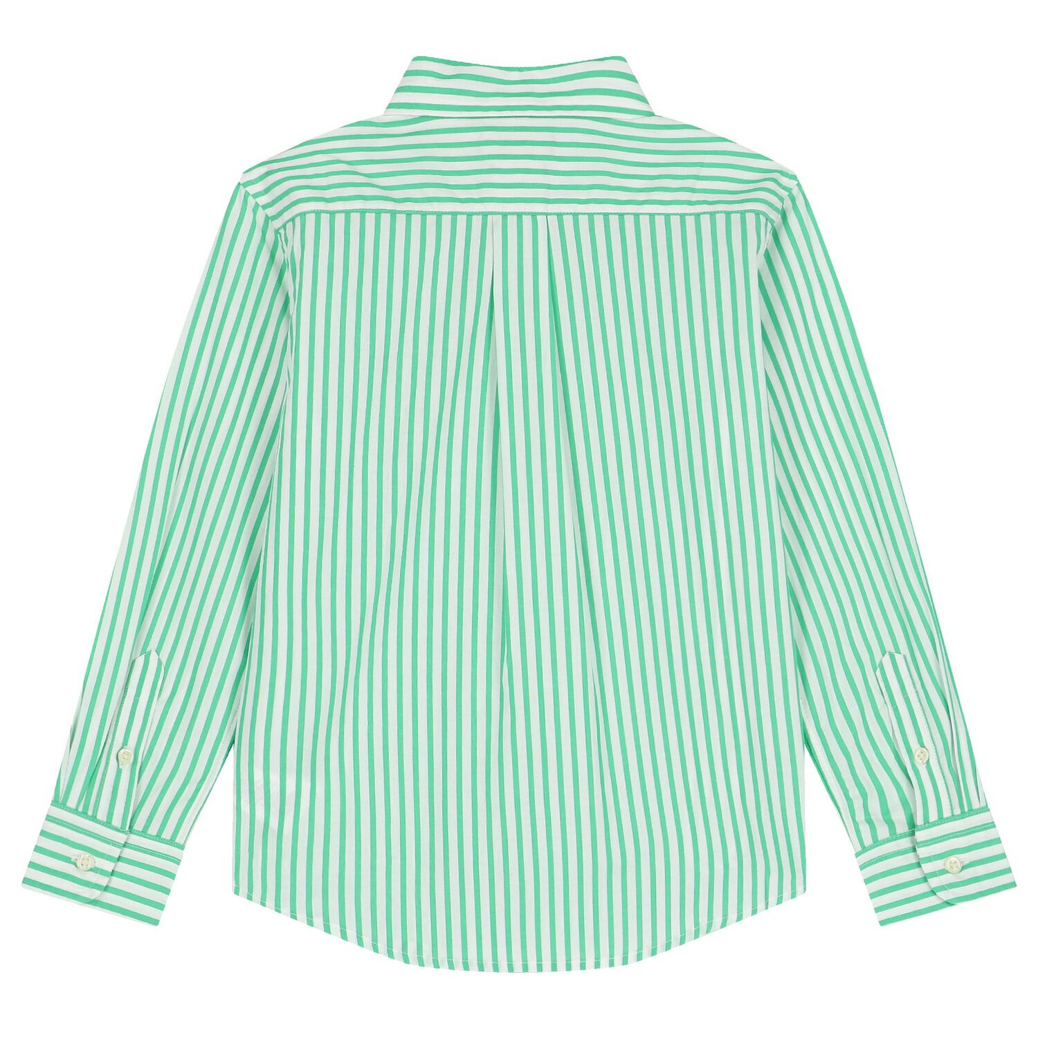 Boys White & Green Striped Logo Shirt, 1, hi-res
