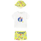 Baby Boys White & Green Shorts Set, 1, hi-res