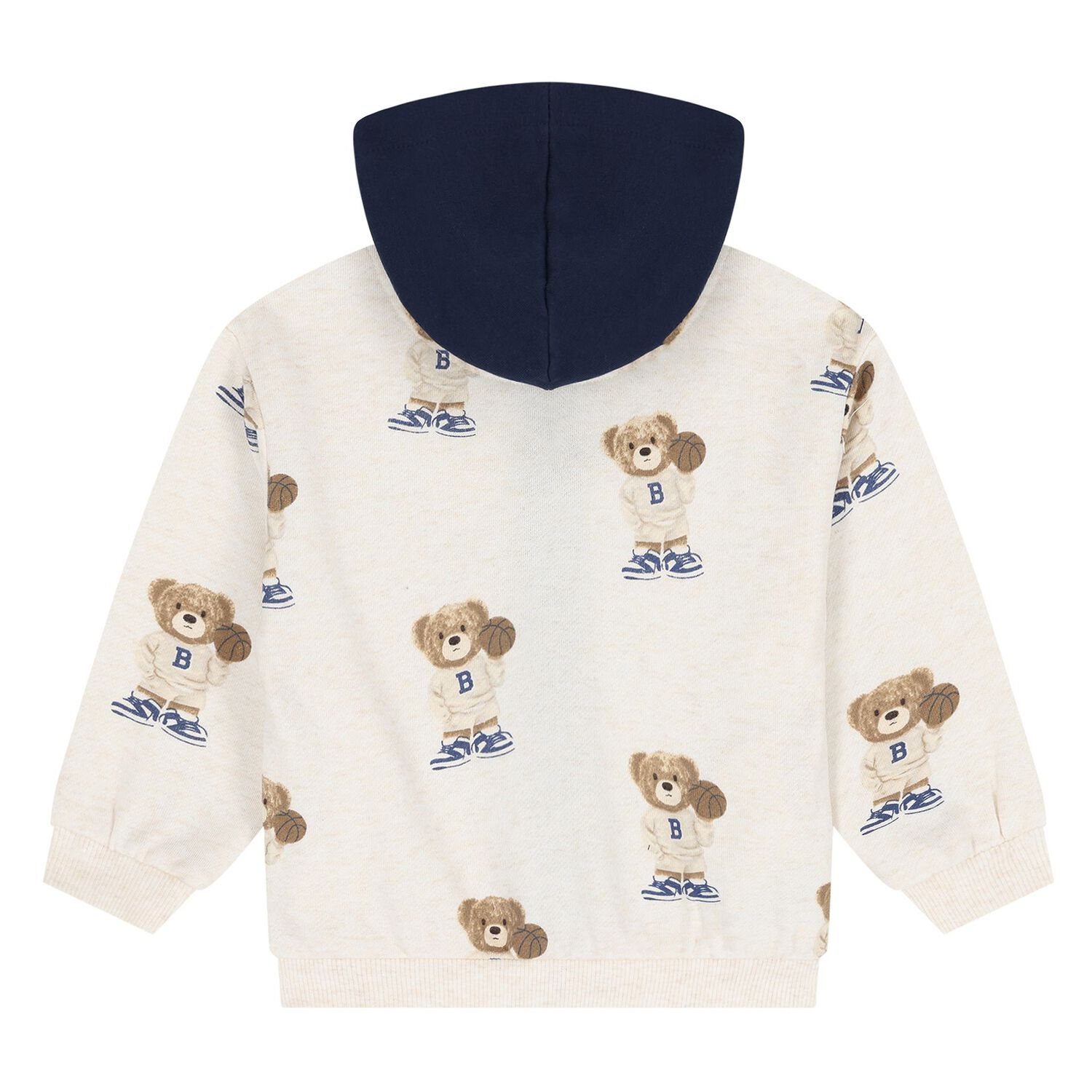 Baby Boys Ivory & Navy Blue Teddy Bear 3 Piece Tracksuit, 1, hi-res