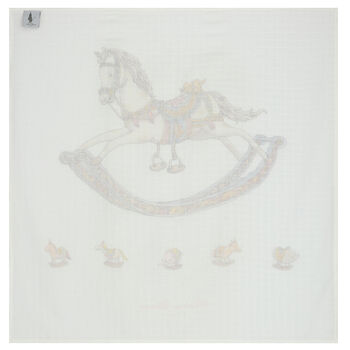 Ivory Rocking Horse Swaddle Carré Blanket