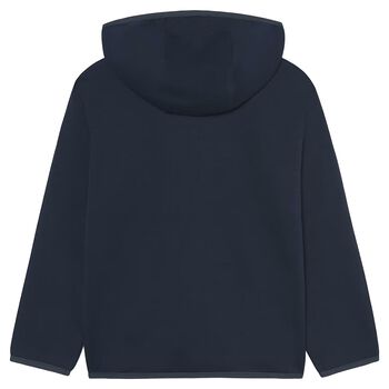 Boys Navy Blue Hooded Zip Up Top