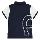 Younger Boys Navy Blue Logo Polo Shirt, 1, hi-res