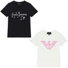 Girls Ivory & Black Logo T-Shirts ( 2-Pack ), 1, hi-res