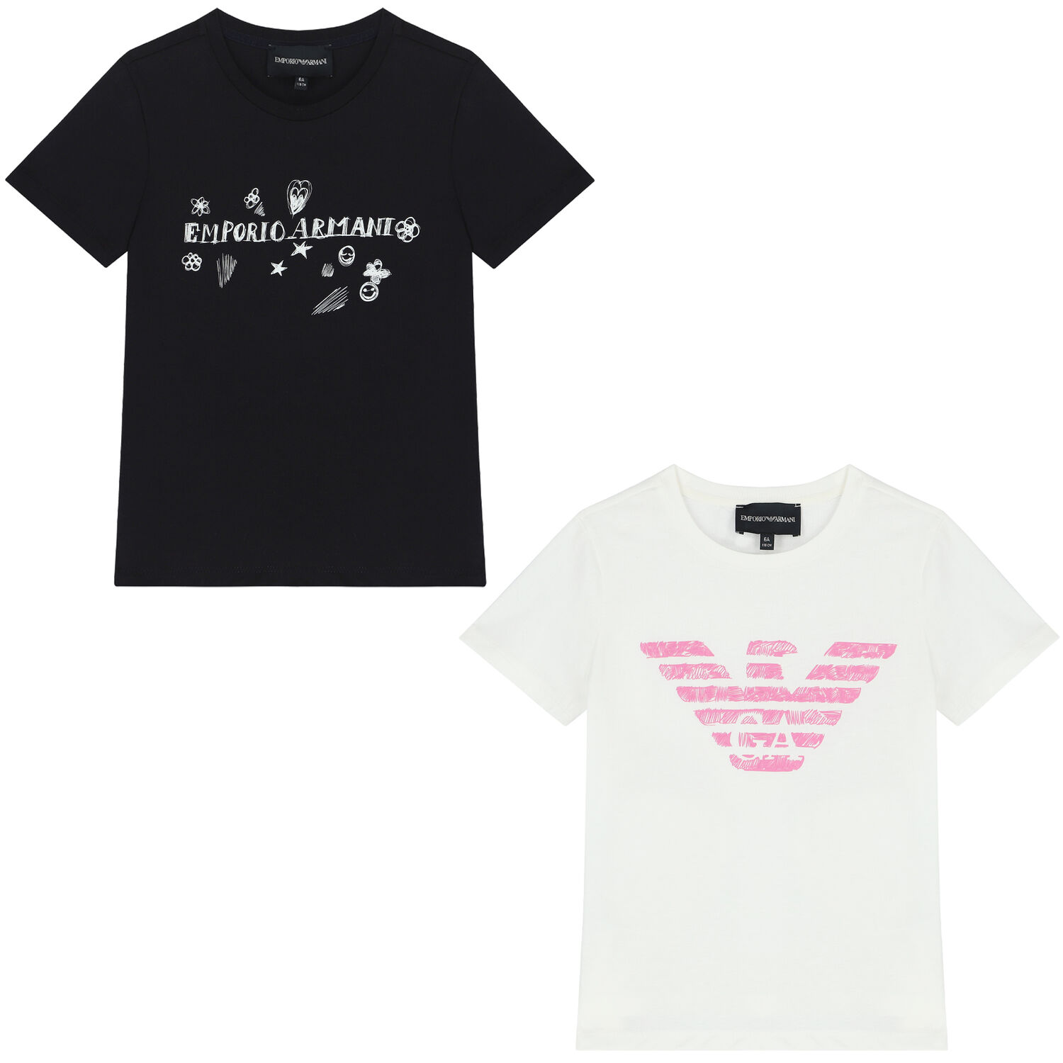 Girls Ivory & Black Logo T-Shirts ( 2-Pack ), 1, hi-res