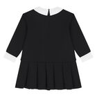 Younger Girls Black & White Logo Pleated Dress, 1, hi-res