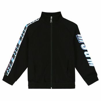 Boys Black Logo Zip-up Top