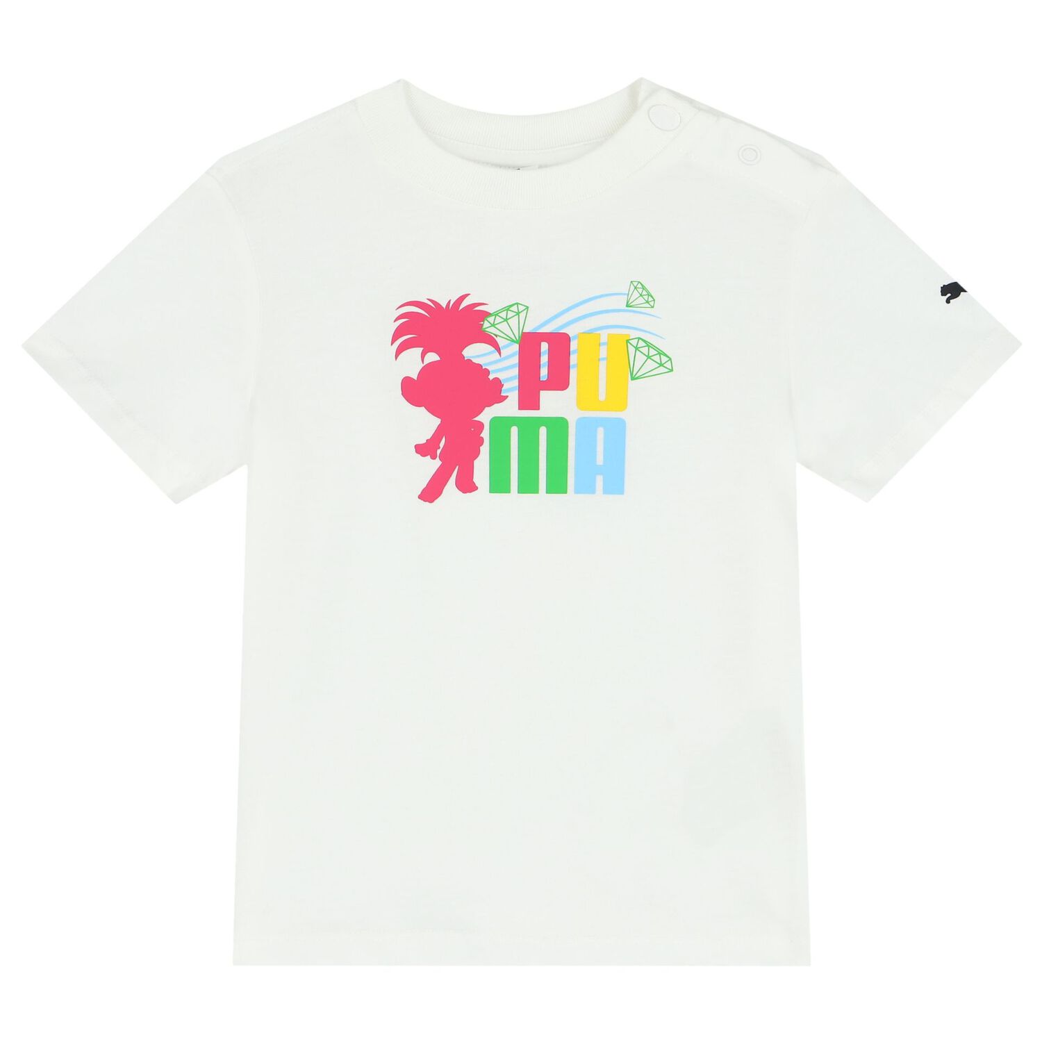 Younger Girls White & Black Trolls Shorts Set, 1, hi-res image number null