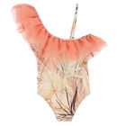 Girls Orange Palm Leaves Swimsuit, 1, hi-res